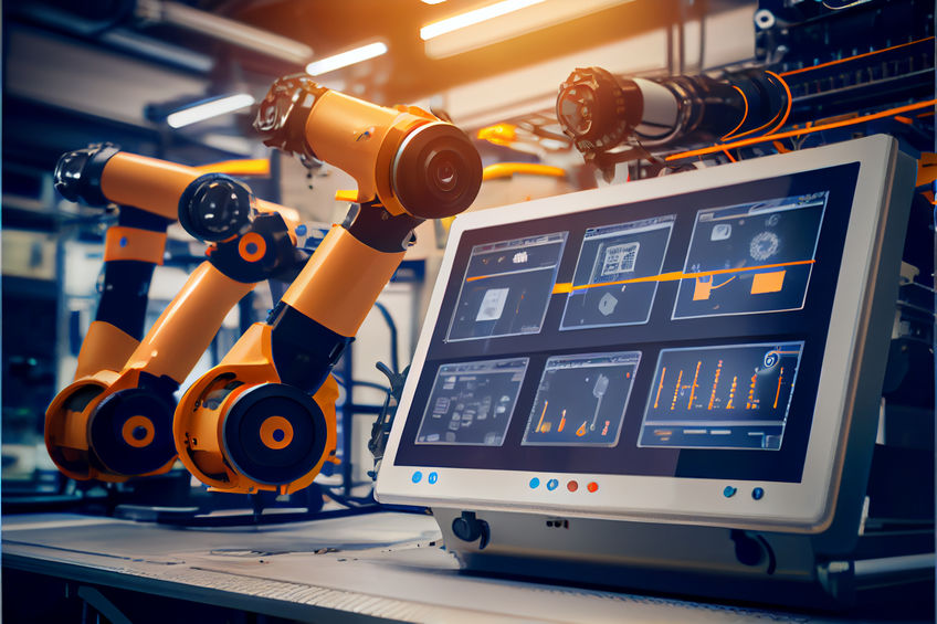 Tecnología Industrial 2024 - ingeniero de verificación y control de automatización de la máquina de brazos robóticos en la fábrica inteligente industrial en el software del sistema de monitoreo en tiempo real.